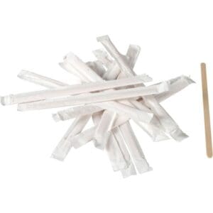 Rørepind, 14cm, nature, birketræ, enkeltpakket i papir 500 stk