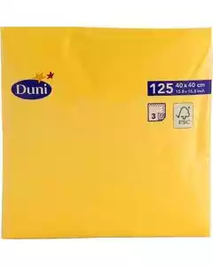 Serviet 3-lags 40x40cm Gul 125stk.