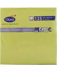 Serviet 3-lags 33x33cm Kiwi 125stk.